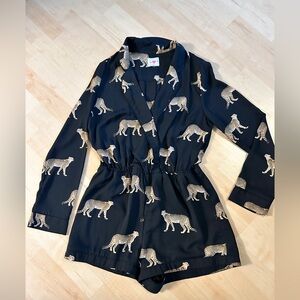 BuddyLove Lara Cheetah Leopard Black Long-Sleeved Romper - Medium